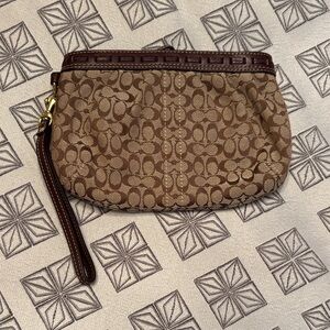 Coach Brown Signature Wristlet Clutch